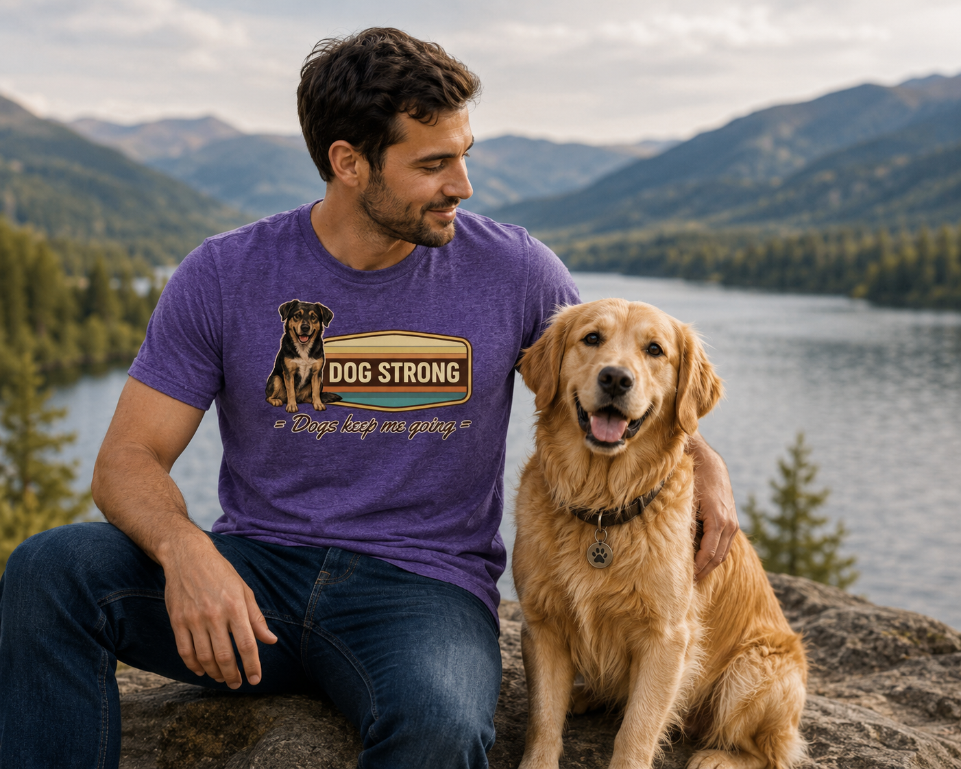 Because of Dogs — Keep Me Going (Heritage) T-Shirt